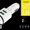 Tsmart Şarj Kablolu 3.4A Araç Şarj Seti