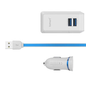 Tsmart 3in1 Şarj Seti, Seyahat Şarjı, Araç Şarjı ve Şarj Kablosu Birada