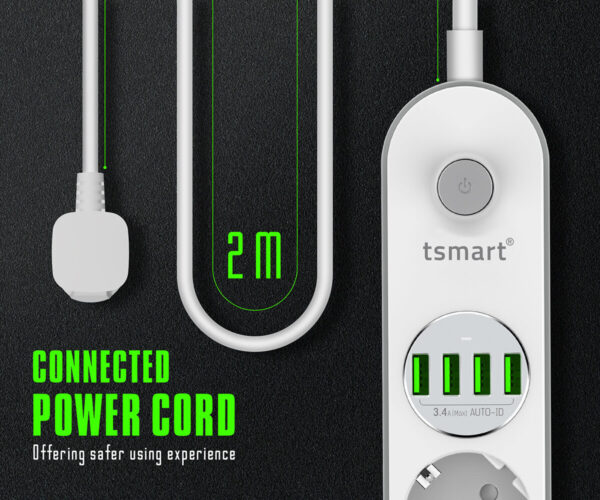 Tsmart Akım Korumalı Akıllı Priz 4USB Port