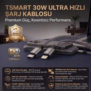 tsk20-1 Tsmart 30W Usb-C To Lightning iPhone Hızlı Şarj Kablosu TS-K20
