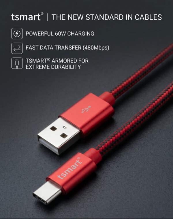 09 Tsmart Örgülü Type-C Şarj ve Data Kablosu